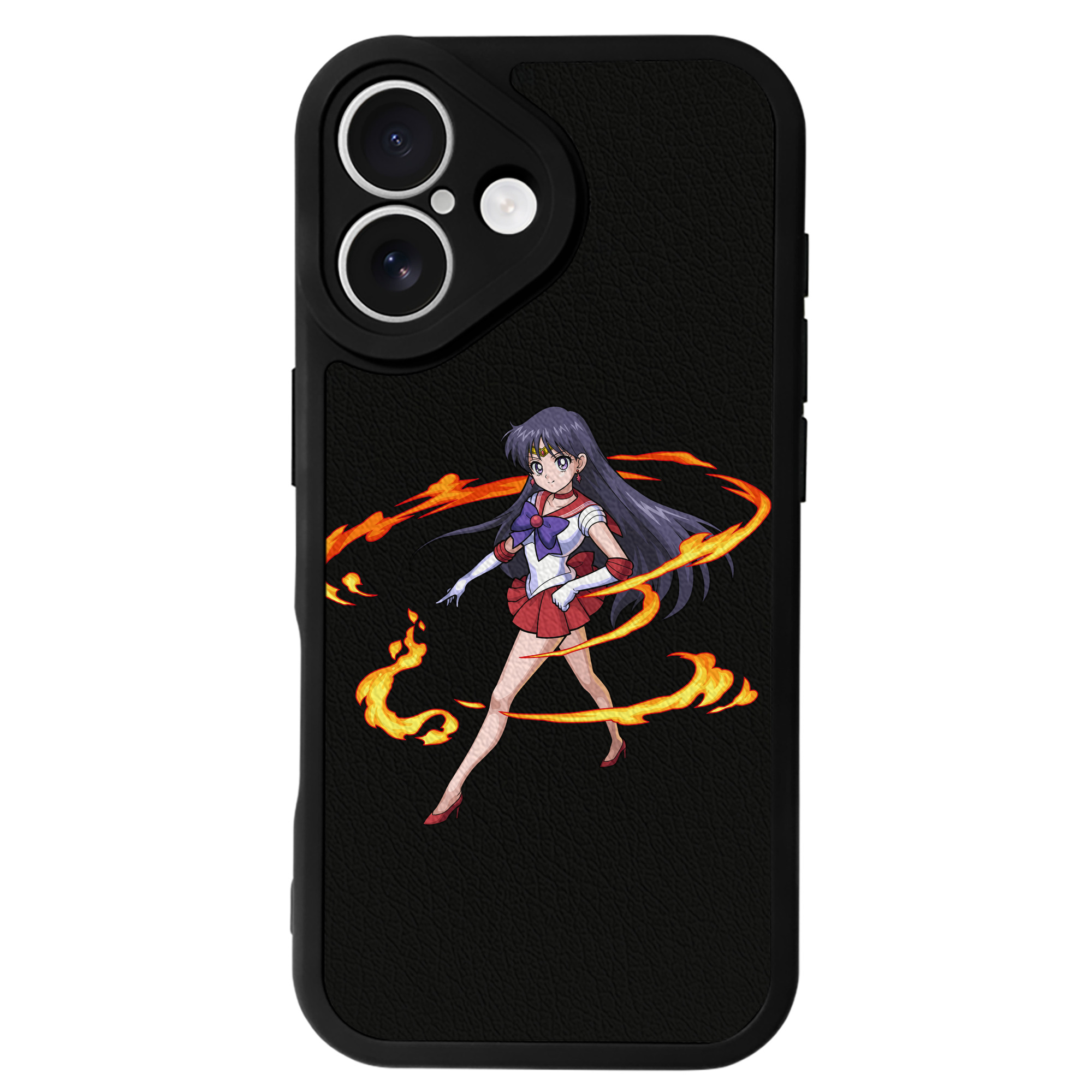 （画像用） 美少女戦士セーラームーン 火野レイ ひの レイ Sailor Moon Hino Rei （セーラーマーズ,Sailor Mars） 【iPhone 16シリーズ対応】シリコンスマホケース（レザー調） 材質：シリコン